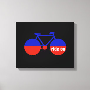simple red blue bicycle ride-on canvas print