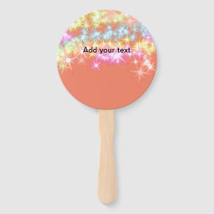 Simple red blue green sparkle stars add your text  hand fan