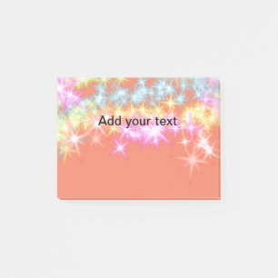 Simple red blue green sparkle stars add your text  post-it notes