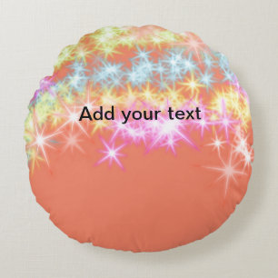 Simple red blue green sparkle stars add your text round cushion