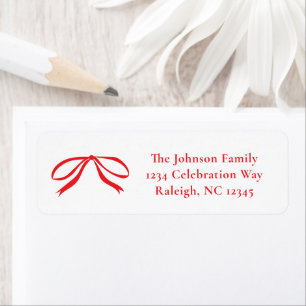 Simple Red Bow Christmas Return Address