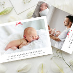 simple red bow photo christmas baby announcement<br><div class="desc">Welcome to the world, little one! It's time to introduce your arrival with your baby birth announcement card. Edit to your own custom design, the perfect card for your baby's introduction is here. The perfect baby birth announcement card is here to share your joy with family and friends. THIS CARD...</div>