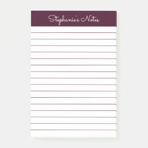 Simple Red Brown Lined Personalised Post-it Notes