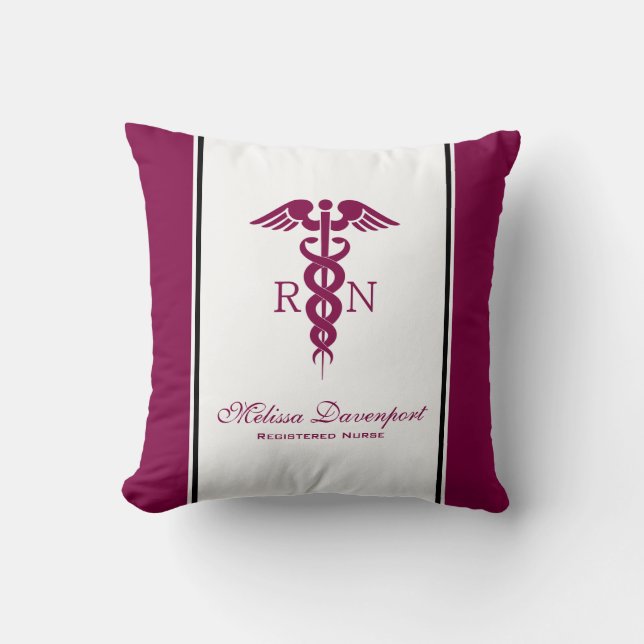 Simple Red Caduceus Nurse Cushion (Front)