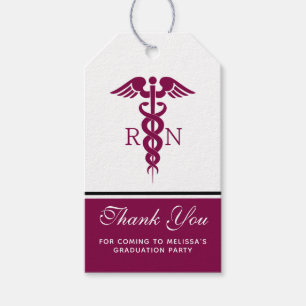 Simple Red Caduceus Nurse Graduate Thank You Gift Tags