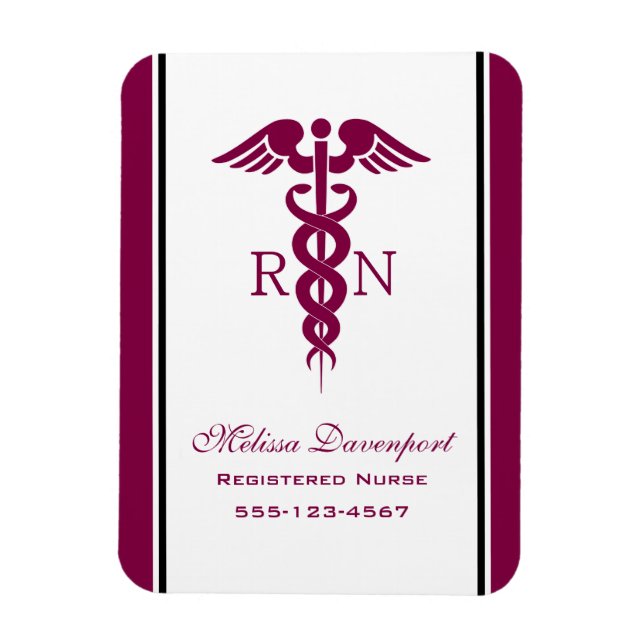 Simple Red Caduceus Nurse Medical Symbol Magnet (Vertical)