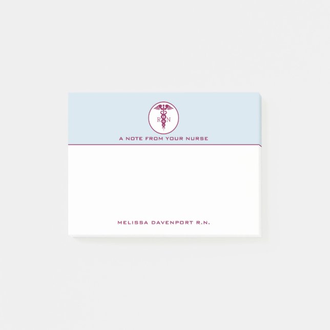 Simple Red Caduceus Nurse Medical Symbol Post-it Notes (Front)