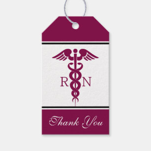Simple Red Caduceus Registered Nurse RN Symbol Gift Tags