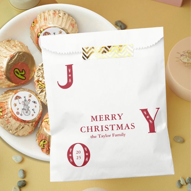 Simple Red Christmas JOY Holiday Party Gift Favour Bags (Simple Red Christmas JOY Holiday Party Gift Favor Bag)