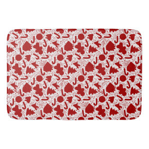 Simple Red Christmas Pattern Bath Mat