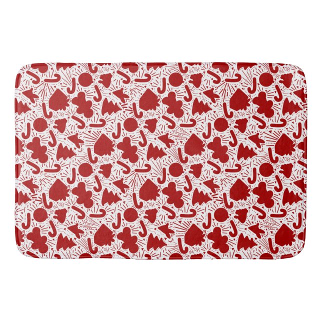 Simple Red Christmas Pattern Bath Mat (Front)