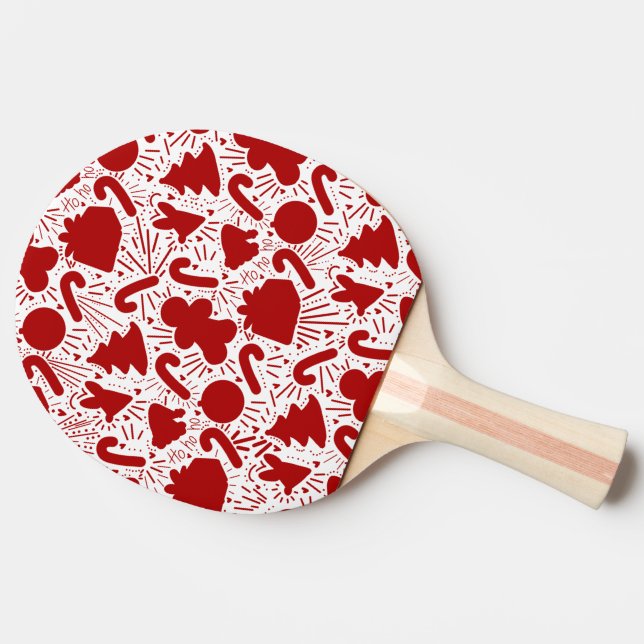 Simple red Christmas Pattern Ping Pong Paddle (Side)