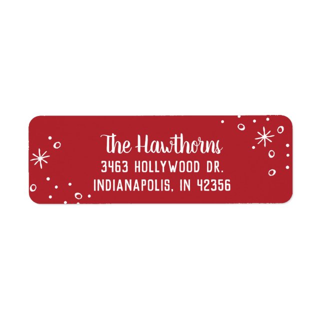 Simple Red Christmas Return Address Label (Front)