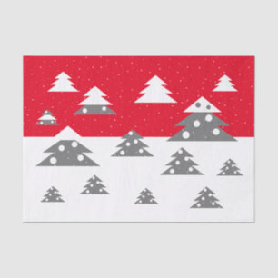 Simple Red Christmas tree Pattern Snow Holiday Tissue Paper