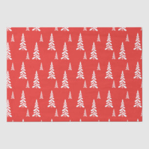 Simple Red christmas Xmas pine tree Snow Pattern Tissue Paper