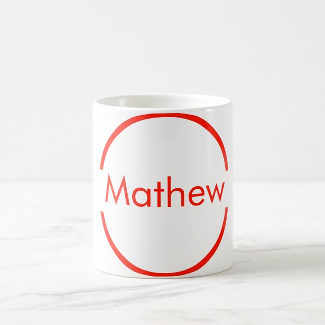 simple red circle add your name letter text coffee mug (Center)