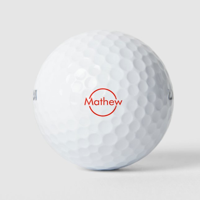 simple red circle add your name letter text golf balls (Front)