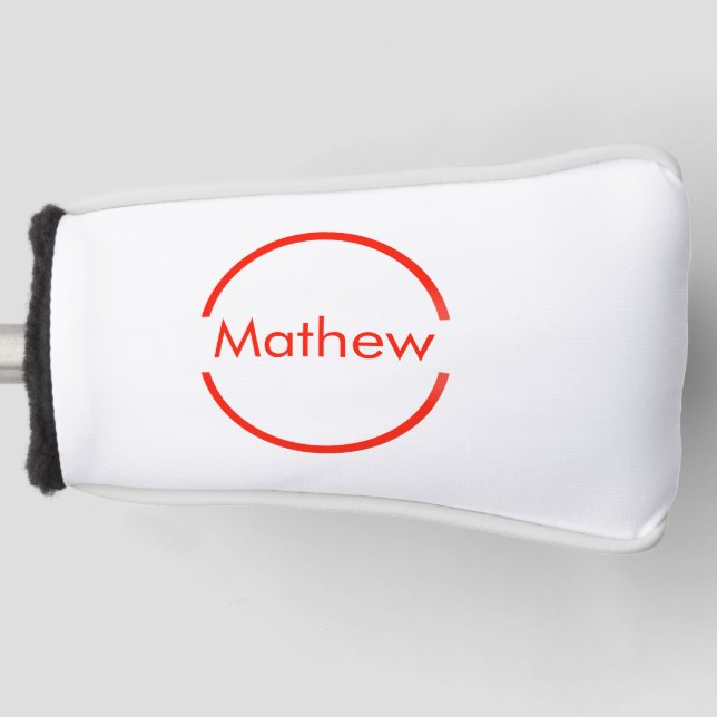 simple red circle add your name letter text golf head cover (Front)