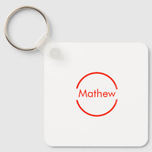 simple red circle add your name letter text key ring