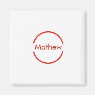 simple red circle add your name letter text magnet