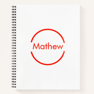 simple red circle add your name letter text notebook