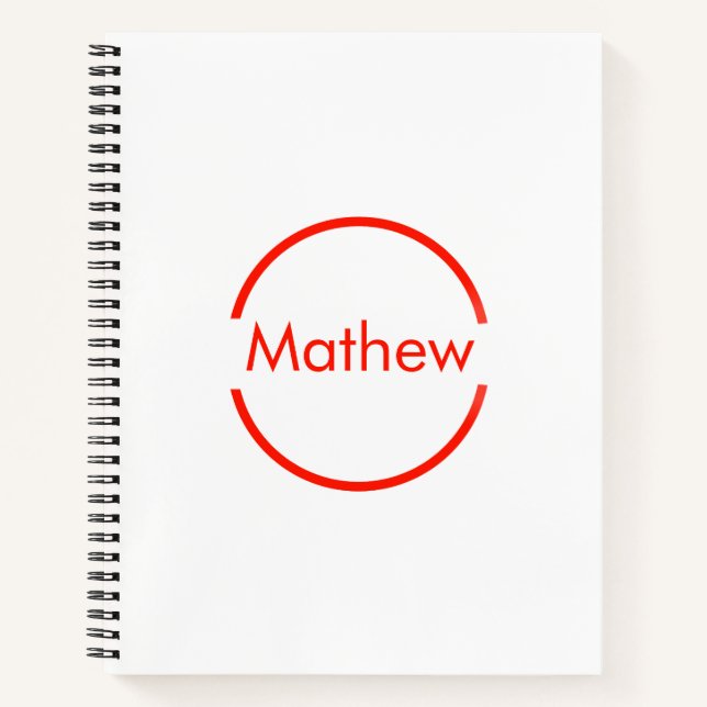 simple red circle add your name letter text notebook (Front)