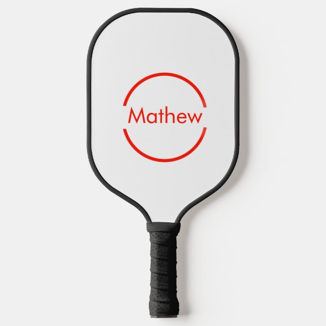 simple red circle add your name letter text pickleball paddle (Front)