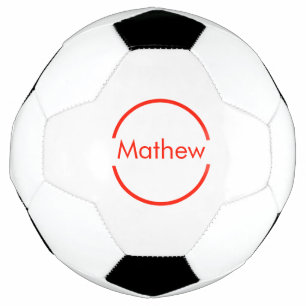 simple red circle add your name letter text soccer ball