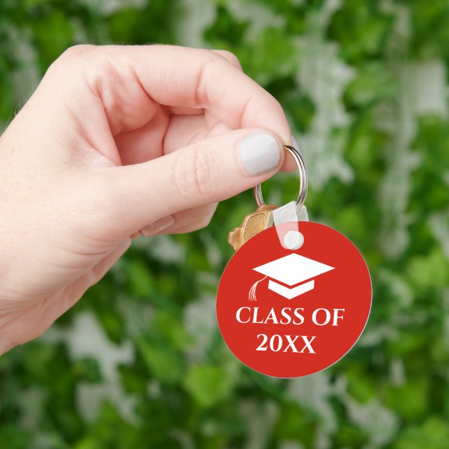 Simple Red Class of Graduation Key Ring (Hand)