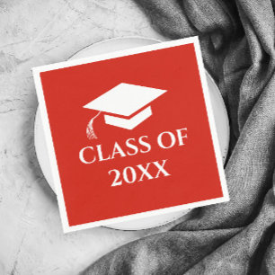 Simple Red Class of Graduation Year Napkin