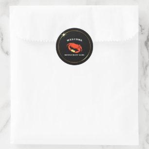 Simple Red crab corn seafood Restaurant logo name Classic Round Sticker