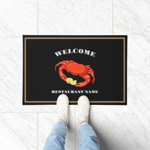 Simple Red crab corn seafood Restaurant logo name Doormat
