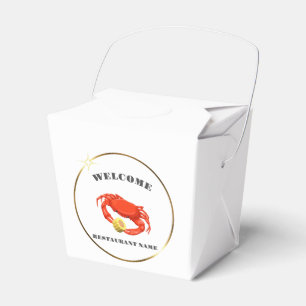Simple Red crab corn seafood Restaurant logo name Favour Box