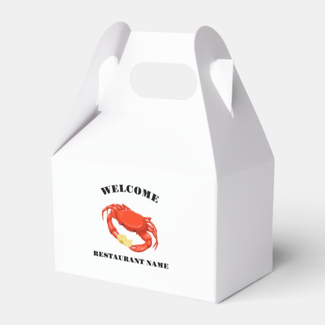 Simple Red crab corn seafood Restaurant logo name Favour Box (Front Side)