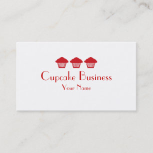 Simple red cupcakes bakery business cards