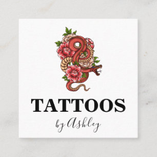 Simple Red Dragon Tattoo Artist Salon Social Media Square Business Card