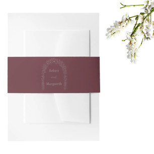 Simple Red Floral Wedding Gate Invitation Belly Band