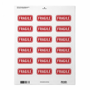Simple Red Fragile Mailing Label