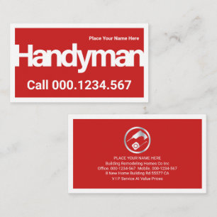 Simple Red Frame Handyman Border  Business Card