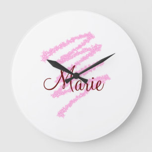 Simple red glitter sparkle add name monogram girly large clock