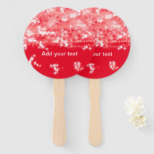 Simple red glitter sparkle stars add your text c t hand fan