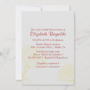 Simple Red & Gold Bridal Shower Invitations