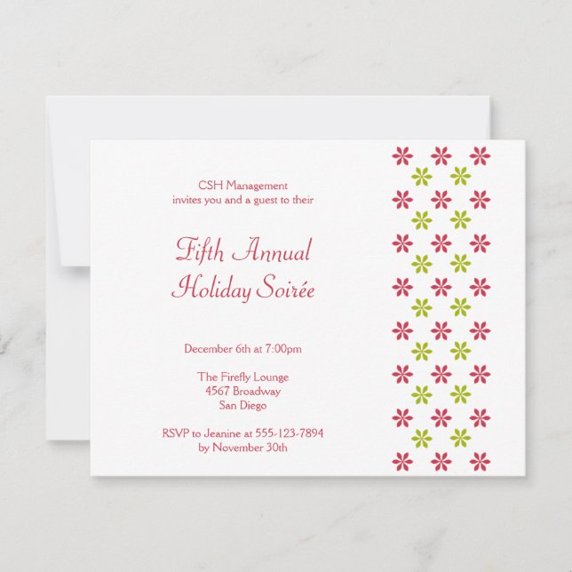 Simple red green Christmas holiday party custom Invitation (Front)