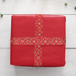 Simple Red Green Snowflake Christmas Satin Ribbon