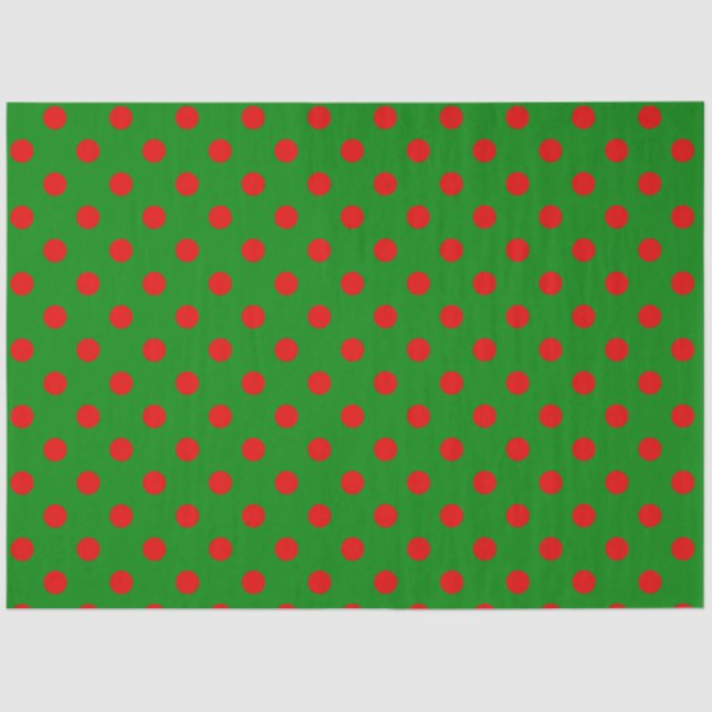 Simple Red Green Xmas Polka Dot Pattern  Tissue Paper (Front)