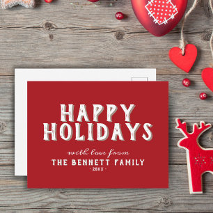 Simple Red Happy Holidays Postcard