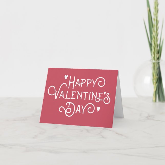Simple Red Happy Valentine's Day Note Card (Front)