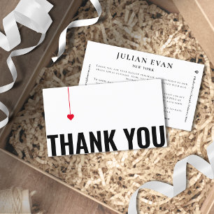 Simple Red Heart Black and White Thank You Card