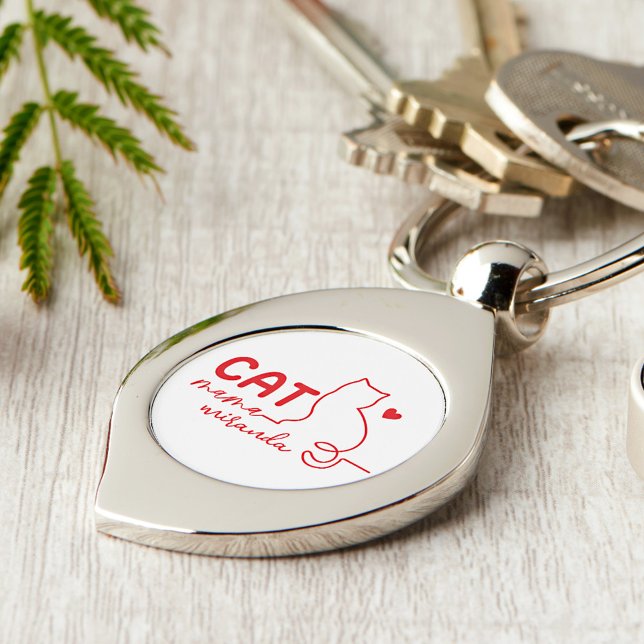 Simple Red Heart Cat Mom Mothers Day Key Ring (Creator Uploaded)