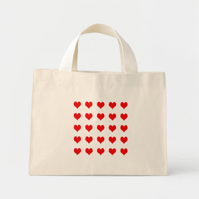 Simple Red Heart Design Mini Tote Bag (Front)